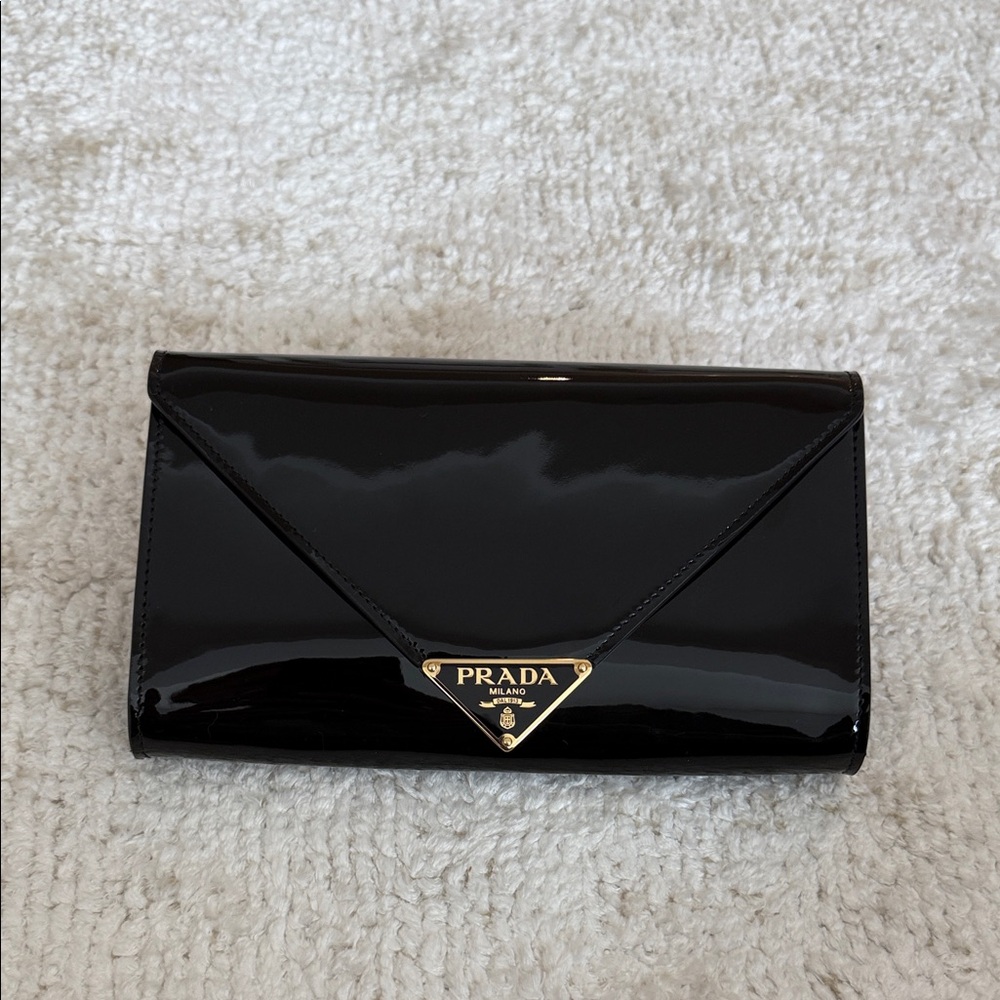 Prada black mini bag clutch with detachable chain